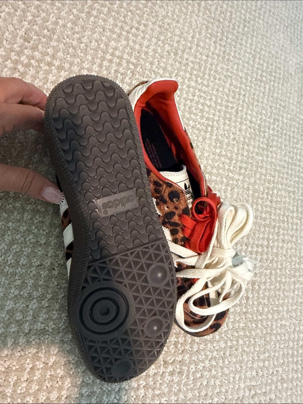adidas Kids Leopard Print Sneakers with Red Laces - Picture 3 of 4